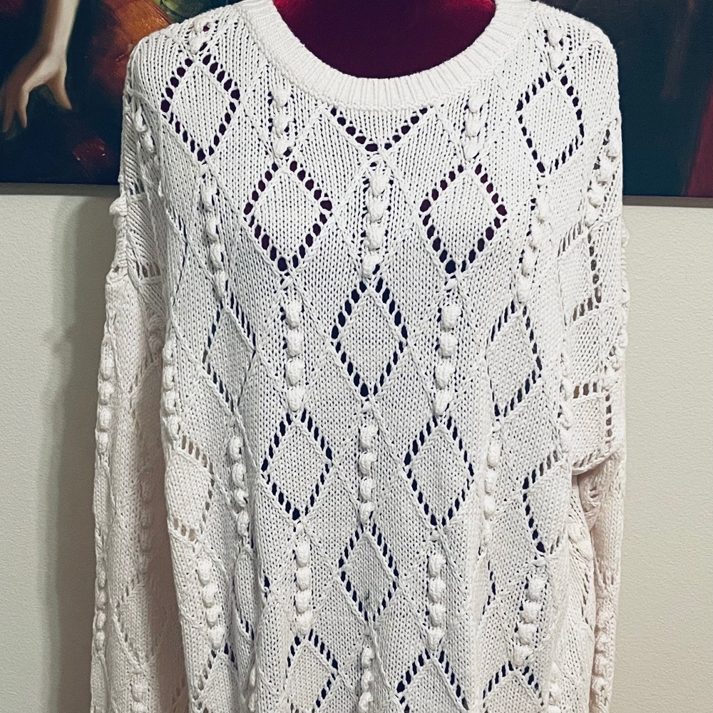 Plus Size Pointelle Snowflake Sweater